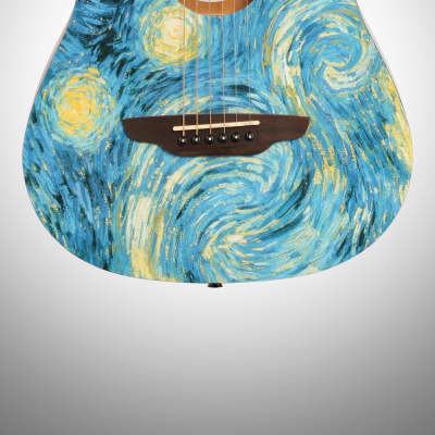 Luna Safari Starry Night Travel Acoustic Guitar (with Gig Bag) image 6