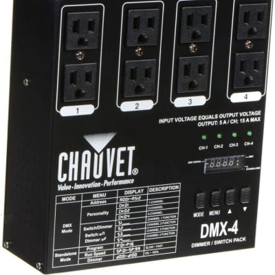 CHAUVET DJ DMX-4LED 4-Channel Dimmer Pack with American DJ Accu-cable 3-pin DMX Cable (50') Bundle image 2