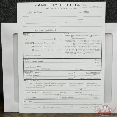 James Tyler USA Studio Elite HD HSS Rear Rout Hazmat Shmear with Gold Hardware 7.15 LBS image 13