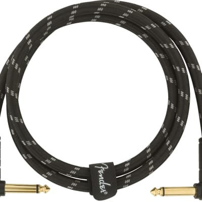 Genuine Fender Deluxe Series Instrument Cable, Angle/Angle, 3', Black Tweed image 3