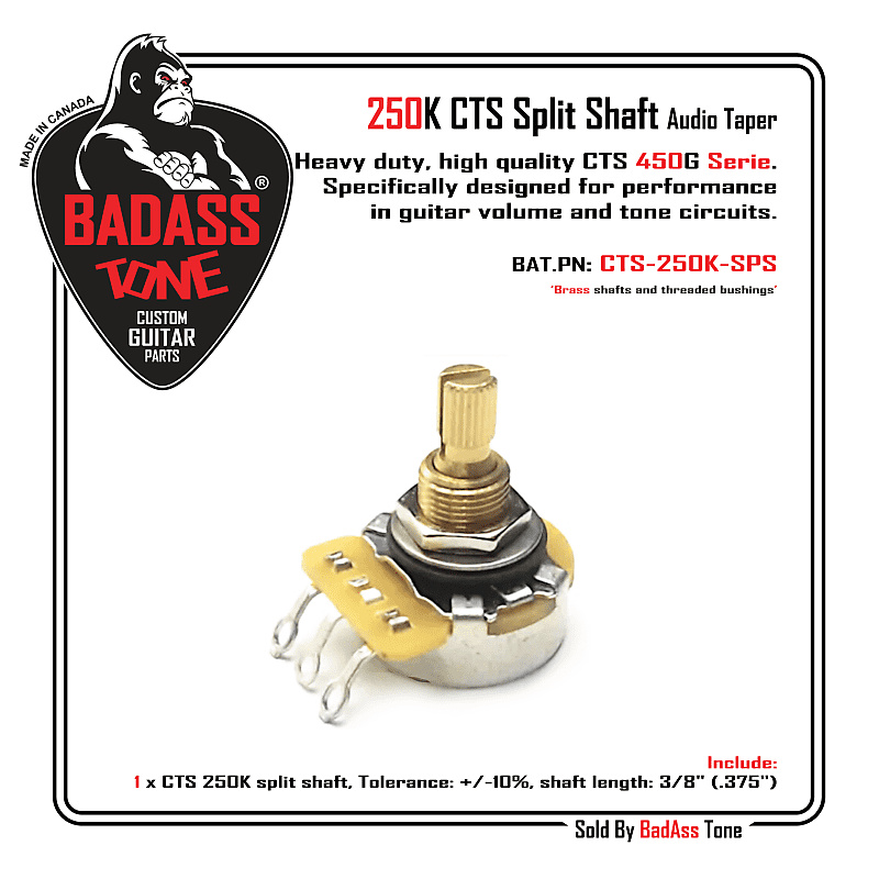CTS 450G Series - 250K Split Shaft Audio Taper - Pro Guitar & Bass Pots image 1