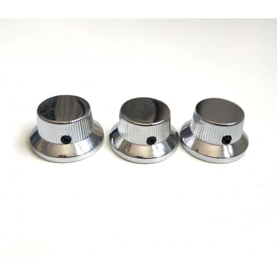 3 chrome Stratocaster style Metal Hat Knobs