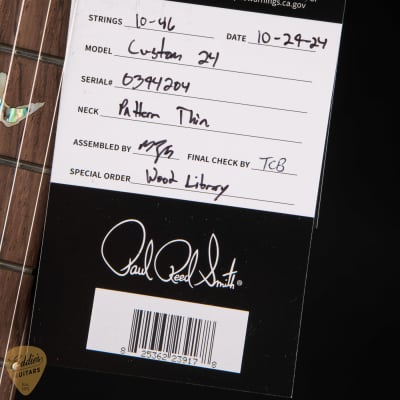 PRS Eddie's Guitars Wood Library Custom 24 Brazilian FB/Rosewood Neck - Blood Orange image 17
