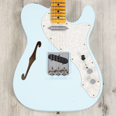 Fender 1969 Telecaster Thinline Guitar, Journeyman Relic, Maple, Aged Sonic Blue image 2