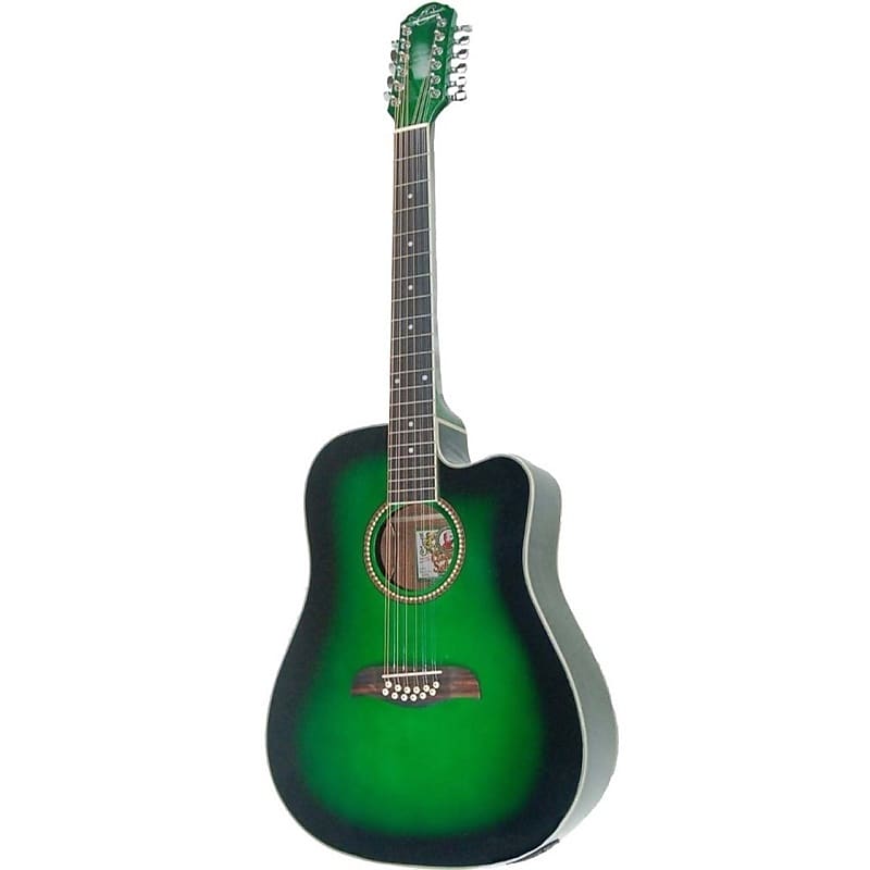 Oscar Schmidt OD312CETGR Cutaway 12 String Acoustic Electric Guitar. Trans Green image 1