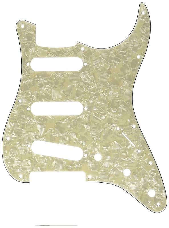 Genuine Fender Modern Standard 4-Ply Strat Pickguard - AGED WHITE MOTO PEARLOID image 1