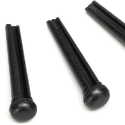 Graph Tech PP-2100-01 TUSQ Traditional Style Bridge Pin Set - Black with No Dot (set of 6)  Bundle with Graph Tech PQ-9280-C0 TUSQ Compensated Acoustic Guitar Saddle - 2-7/8" Long x 1/8" Wide image 1