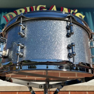 C&C Drum Company 6.5x14 Steel Snare Drum Silver Sparkle *Video Demo* image 6