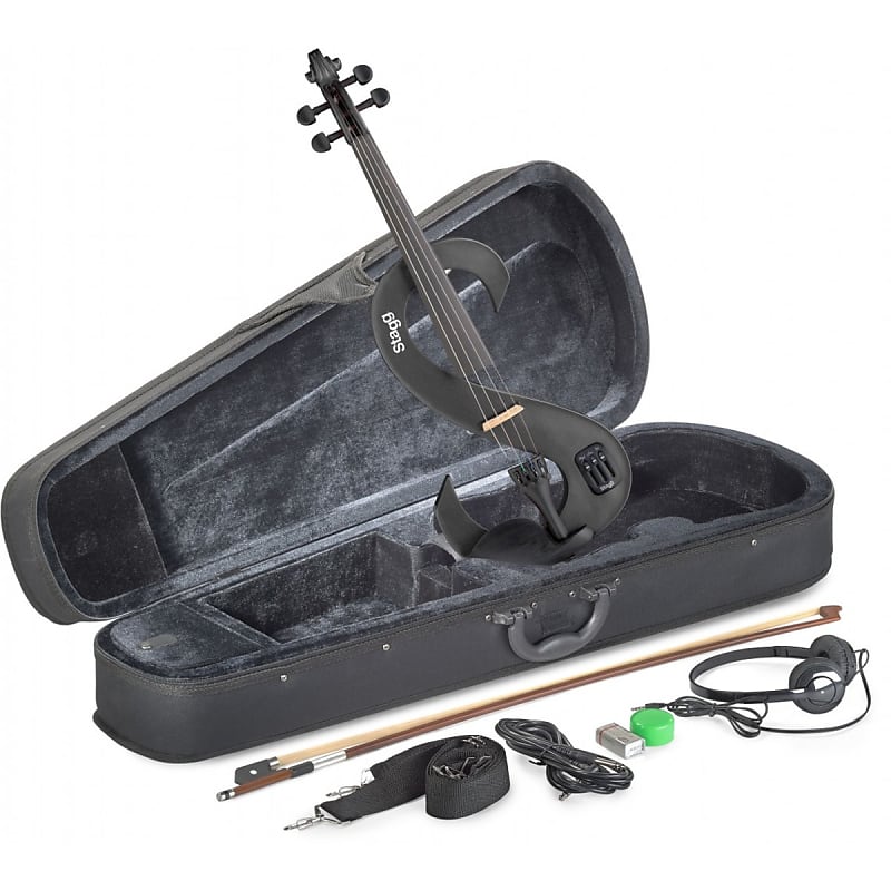 Stagg Electric Violin Kit Metallic Black Reverb UK