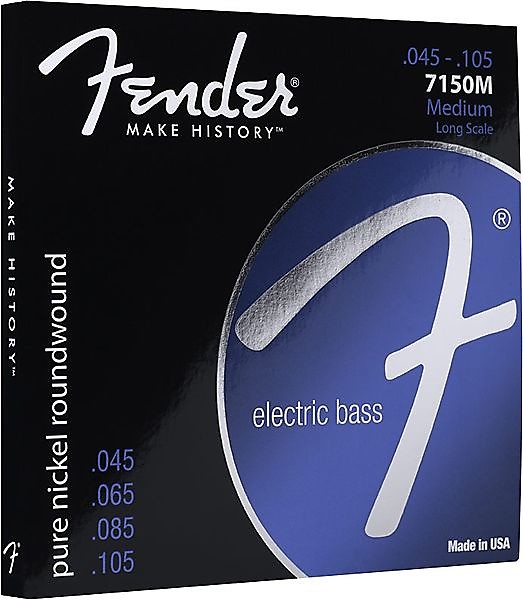 Fender 7150 Bass Strings, Pure Nickel, Roundwound, Long Scale, 7150M .045-.105 Gauges, (4) Standard image 1