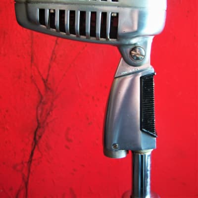 Vintage 1960's Shure 737A crystal microphone Satin Chrome w period Atlas DS-7 desk stand image 11