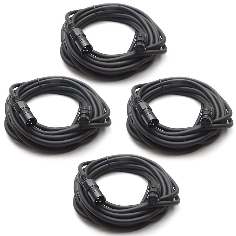 Set of 4 20' DJ/PA XLR Microphone Cables ~18 Gauge Mic image 1