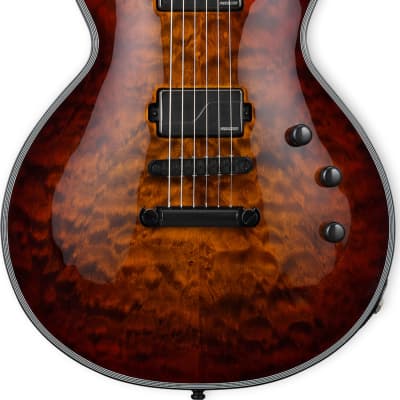 ESP E-II Eclipse Quilted Maple Electric Guitar, Tiger Eye Sunburst w/ Hard Case for sale
