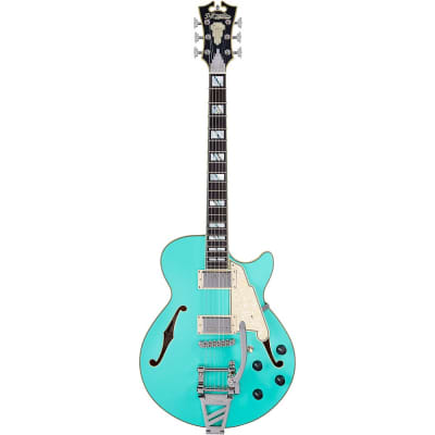 D'Angelico Deluxe SS Semi-Hollow Electric Guitar With Shield Tremolo Matte Surf Green image 3