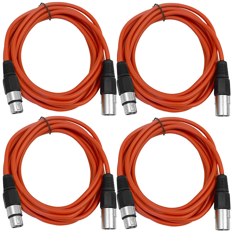 4 Pack of XLR Patch Cables 10 Feet Extension Cords Jumper - Red and Red image 1