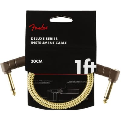 Fender Deluxe Instrument Patch Cable, 30cm/1ft, Tweed for sale