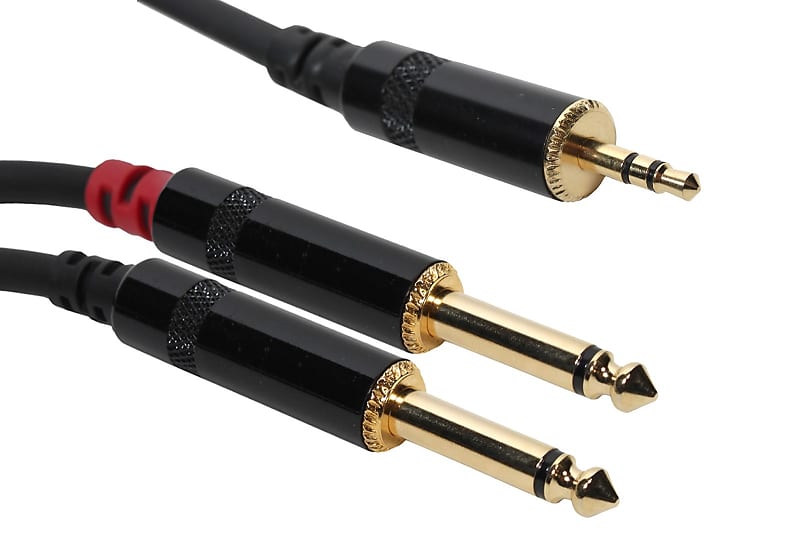 SuperFlex GOLD SFP-Y05Q3.5MM Y Patch Cable, (2) 1/4in TS to 3.5mm Stereo - 5' image 1