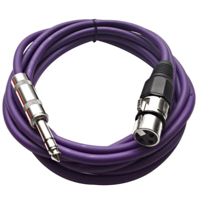 SEISMIC (6) Purple 1/4" TRS XLR Female 10' Patch Cables image 2