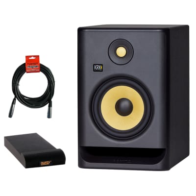 KRK ROKIT 5 G4 5 2-Way Active Studio Monitor with Isolation Pad (Small) &  XLR Cable Bundle 