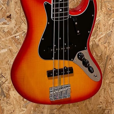 Pre Owned Fender 2019 Rarities Flame Ash Top Jazz Bass - Plasma Red Burst, Ebony Inc. Case image 3