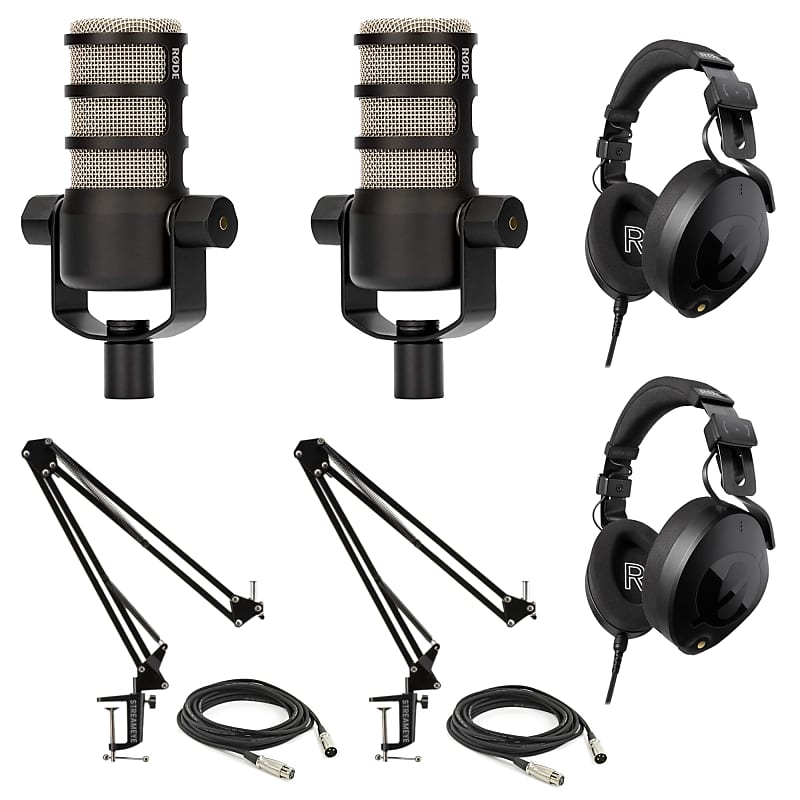 Rode PodMic Dynamic Podcasting Microphones (Pair) with Reverb