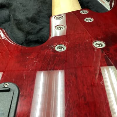 Yamaha TRB1006 6 String red see thru Quilt | Reverb