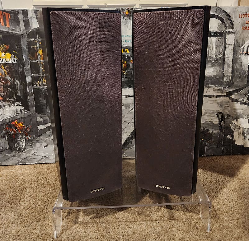 Onkyo Onkyo HT530 pair speakers  F/R F/L 90s  - Black wood  			