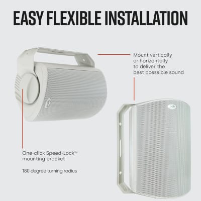 Polk Audio Atrium 5 Outdoor Speakers with Bass Reflex Enclosure | 4 Speaker Pack (2 Pairs, White) - All-Weather Durability | Broad Sound Coverage | Speed-Lock Mounting System | 4 Speakers (White) image 5
