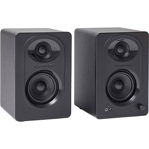 Samson MediaOne M30 2-Way Powered Studio Monitors with 3  Woofer, 20W RMS, Pair (One Active & One Passive) image 1