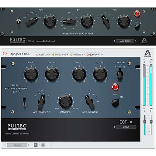 Apogee Electronics Pultec Bundle EQP-1A and MEQ-5 FX Rack Pultec Plug-Ins  (Download)