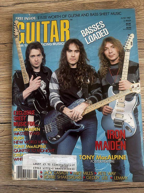 Guitar for the Practicing Musician Iron Maiden June 1987 Back | Reverb