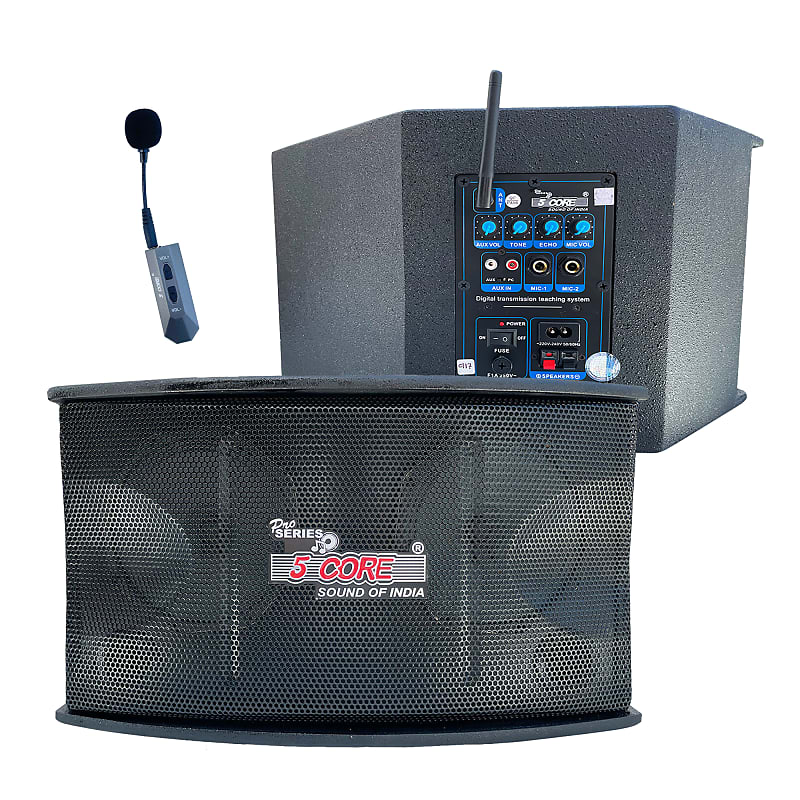 5 Core Voice Amplifier 200W Active Portable PA Speaker System w Wireless  Lavalier Microphone • Personal Active PA System w EQ Control • AUX • 2 Mic 