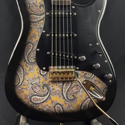 Custom/Hybrid Stratocaster, Relic, Black Over Champagne Paisley image 2