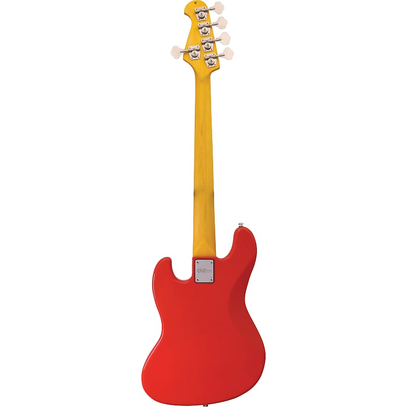 CNZ Audio JB 5-String Electric Bass Guitar - Maple Neck, Imitation Rosewood  Fingerboard, Fiesta Red