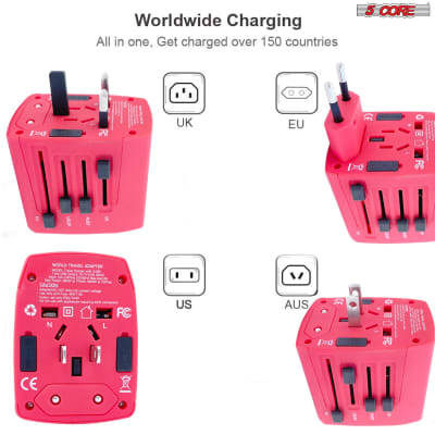 5 Core  Charger Universal Adapter Multi Outlet Port All In One Multi Cable Multiple Phone Charge Wall Plug UTA R image 2