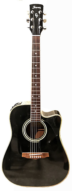 Ibanez Electric Acoustic Guitar Dreadnought Cutaway PF15CE BK 14 01 Gloss Black with Hard Case