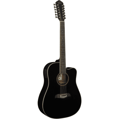 Oscar Schmidt OD312CEB 12-String Dreadnought Acoustic Electric Guitar, Black for sale
