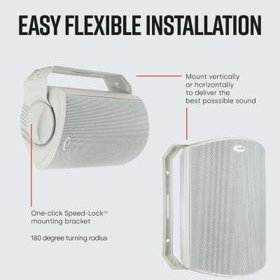 Polk Audio Atrium 6 Outdoor Speakers with Bass Reflex Enclosure | 4 Speaker Pack (2 Pairs, White) - All-Weather Durability | Broad Sound Coverage | Speed-Lock Mounting System | 2 Pairs (White) image 5