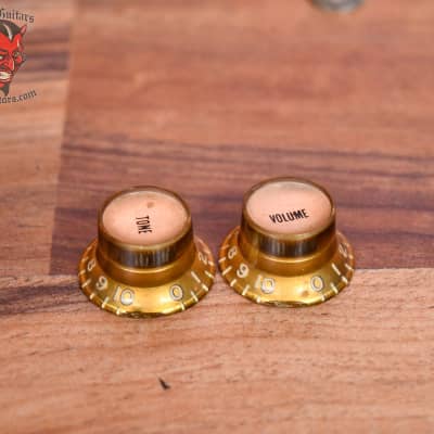 Gibson 1961 Original Gold Top Hat Reflector Knob Set with Pointers 1961 Late 1950's Early 1960's image 8