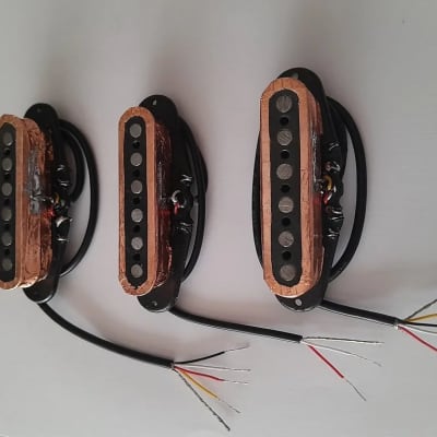 Handmade prewired SSS NEODYMIUM Stacked coils PU's Strat pickguard with HB split on N&B, volume TR BL and mid PU cutoff switch image 12
