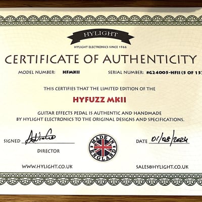 HYLIGHT HyFuzz MKII Custom Shop Classic Fuzz Tone Pedal NOS OC75 Germanium Transistors Made In London UK image 10