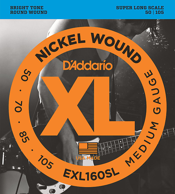 D'Addario EXL160SL Nickel Wound Super Long Scale Bass Guitar Strings, Medium Gauge image 1