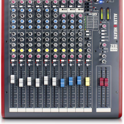 Allen & Heath AH-ZED12FX 6 Mic Line + 3 Stereo, 4 aux sends, 3 band swept mid EQ., 24 bit effects with 16 presets, 2 x 2 USB I/O, 100mm Faders image 5