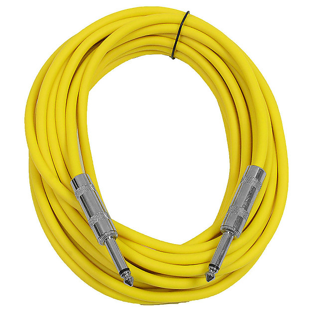 Seismic Audio SASTSX-25YELLOW 1/4" TS Instrument/Patch Cable - 25' image 1