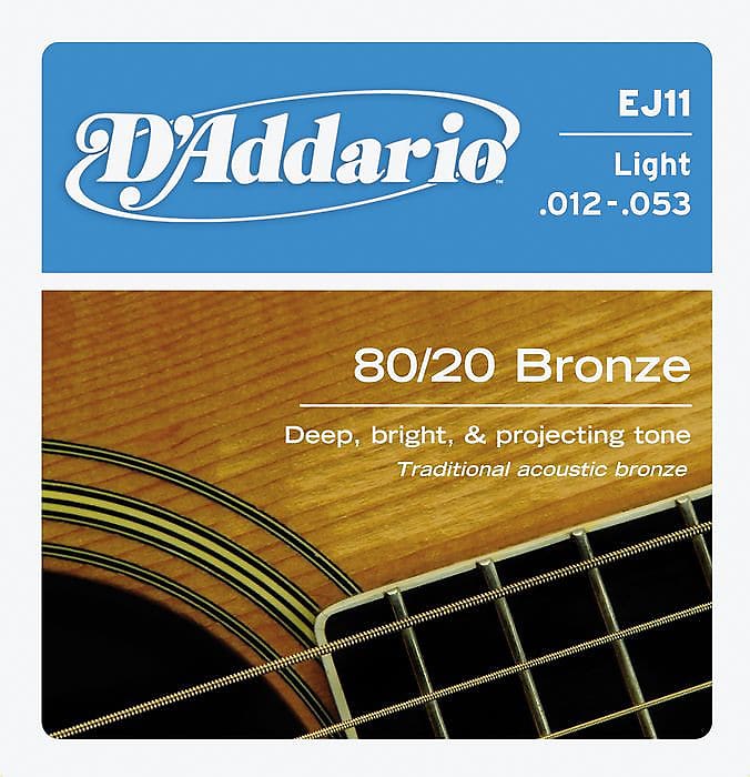 D'Addario EJ11 80/20 Bronze Light 12-53 Acoustic Guitar Strings image 1
