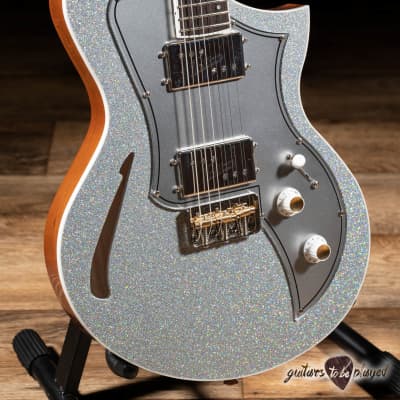 Kauer Korona Supreme Thinline Guitar w/ Lollar Regals – Rainbow Trout Silver image 3