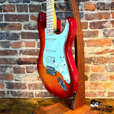 Fender MIM Deluxe Stratocaster Plus HSS iOS w/ Flame Maple Top (2015 - Aged Cherryburst) image 4