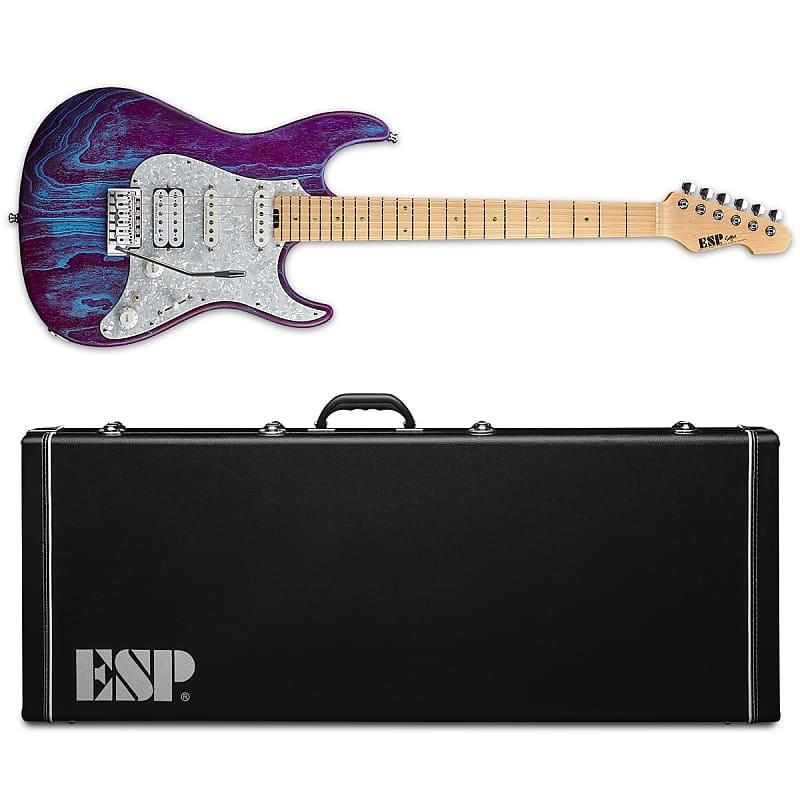 ESP Snapper CTM Drift Wood Indigo Purple w/ Blue Filler Electric Guitar +  Case Made in Japan