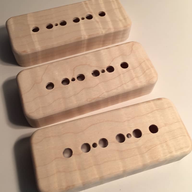 Guilford  Flame Maple P-90 Pickup Cover - Fits Gibson Lollar pickups - Set of 3  Natural Finish image 1