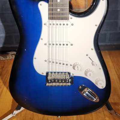 RockJam S-Style Electric Guitar Blue Burst New Strings Set Up image 7